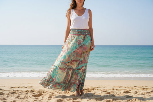 Paisley Silky Maxi Skirt