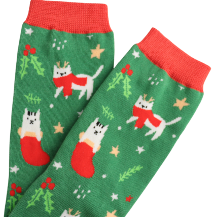 Christmas Bamboo Socks For Women - Christmas Cat