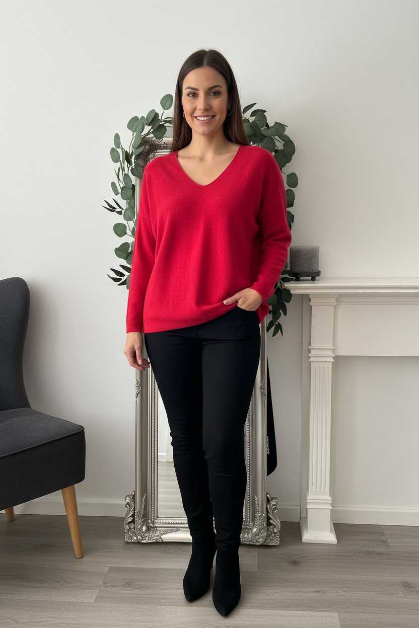 Plain V Neck Jumper