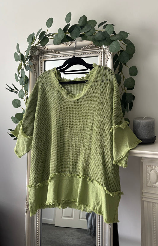 Frayed Edge Mesh 2 Piece Tunic