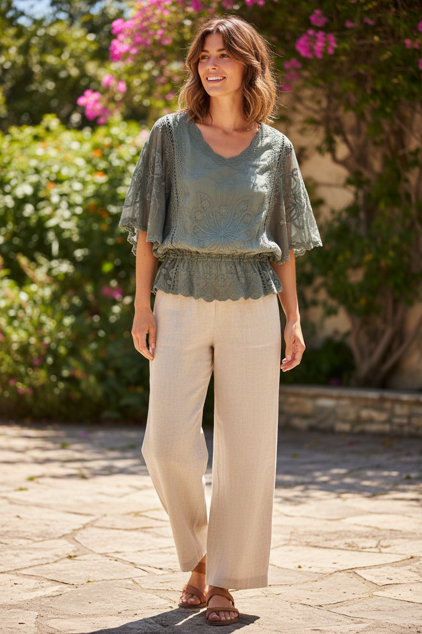 Plain Cotton Embroidered Top