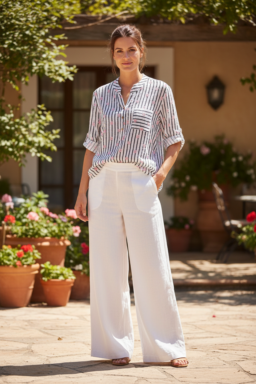 Cotton Stripe/Daisy Shirt
