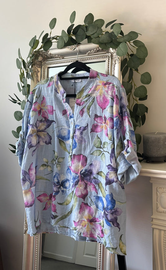 Cotton Magnolia Print Shirt
