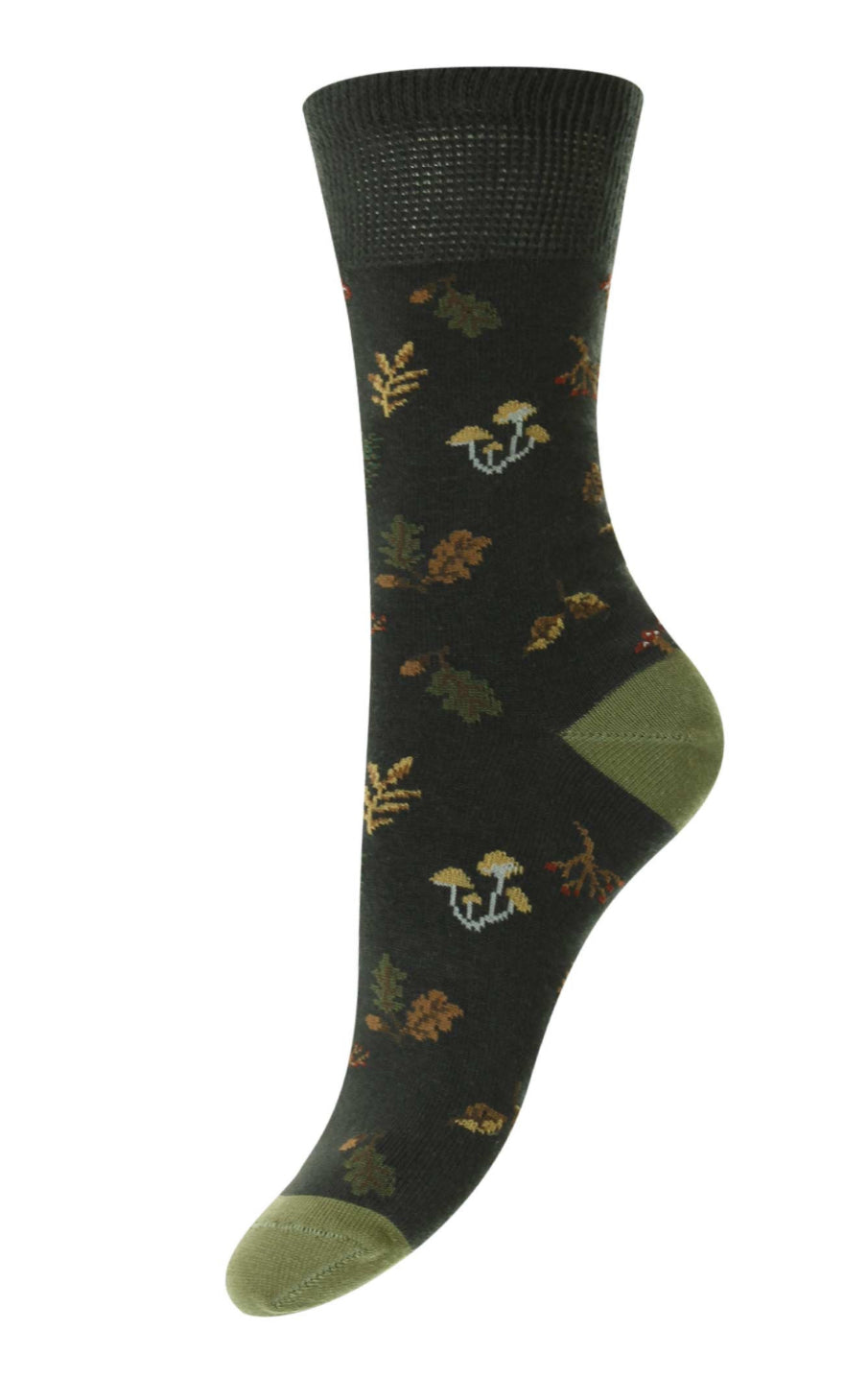 Cotton Rich Softop/Comfort Top Socks For Women - Woodland Print