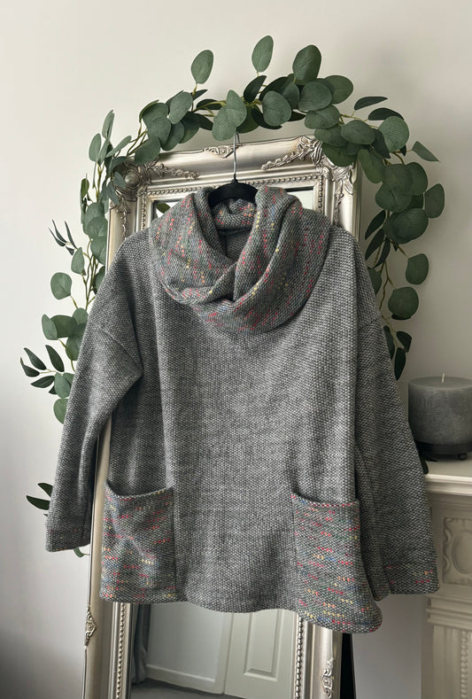 Plain/Dot Twisted Cowl Tunic