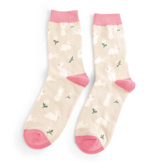 Bamboo Socks For Women - Bunnies & Daisies