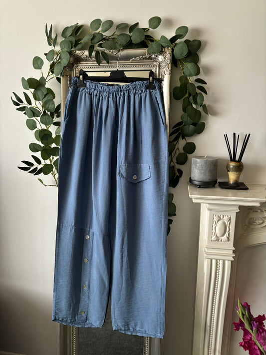 Plus Size Plain Crinkle Trousers