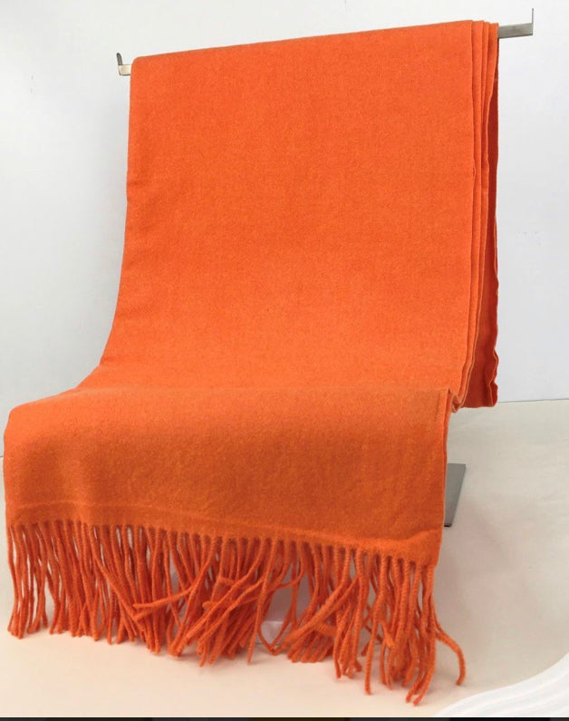 Plain Orange Cashmere Blend Wrap/Pashmina