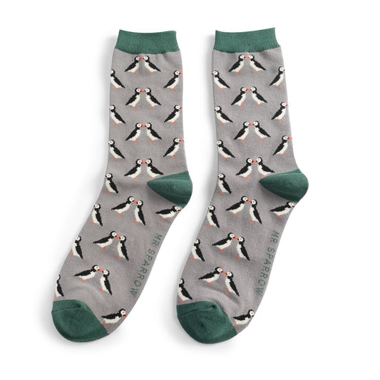 Bamboo Socks For Men - Kissing Puffins