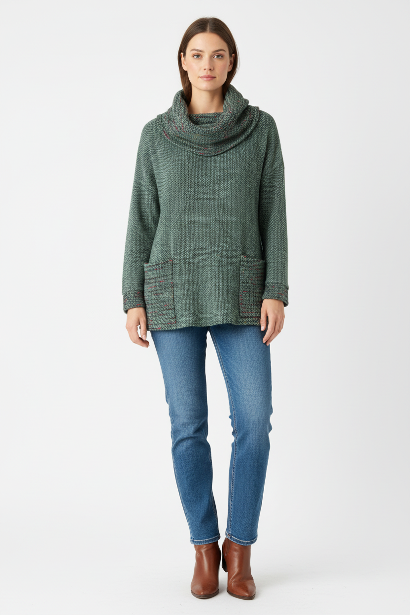 Plain/Dot Twisted Cowl Tunic