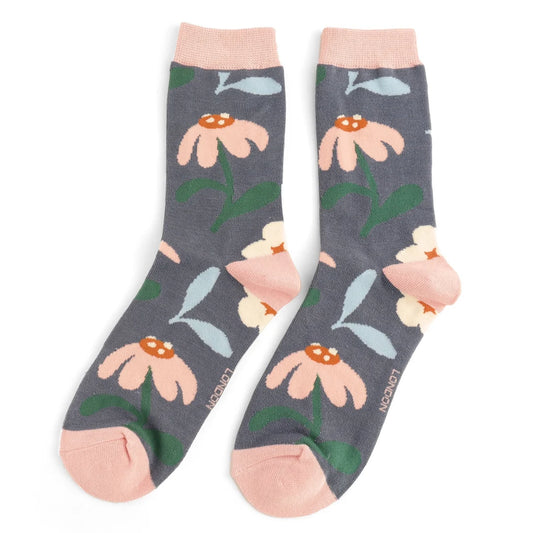 Bamboo Socks For Women - Retro Floral