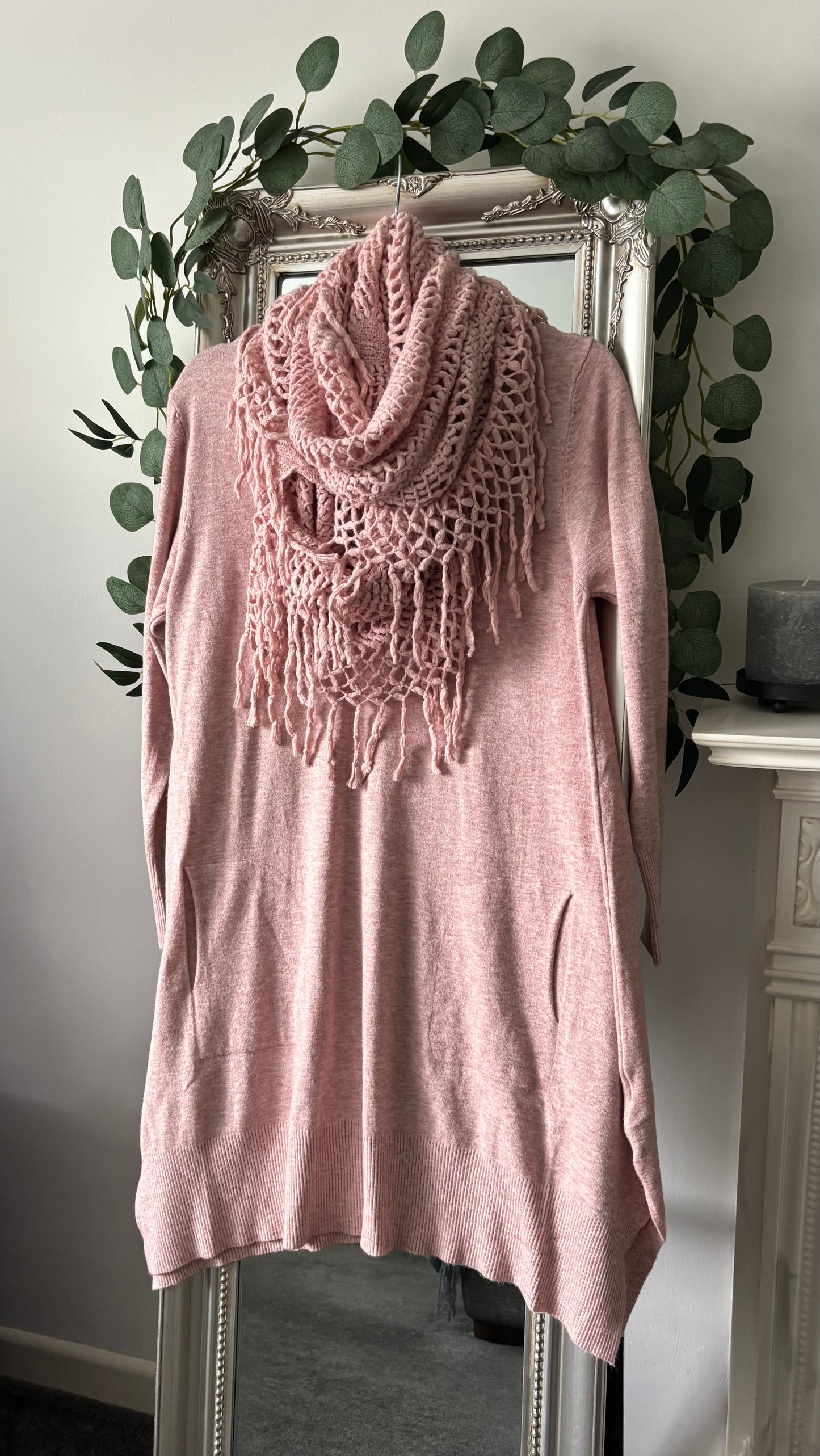Knitted Dress With Knitted Lace Scarf