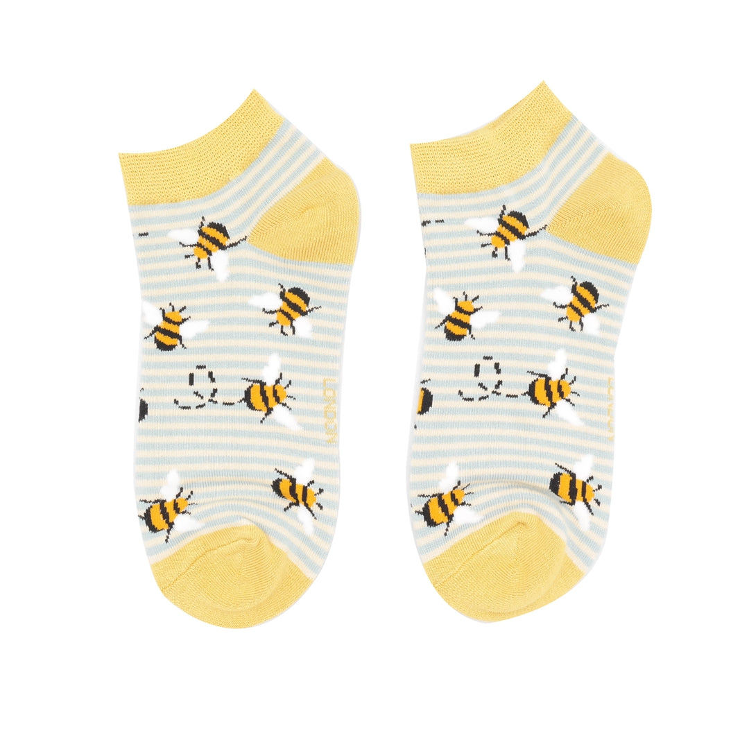 Bamboo Trainer Socks For Women - Bees Stripes