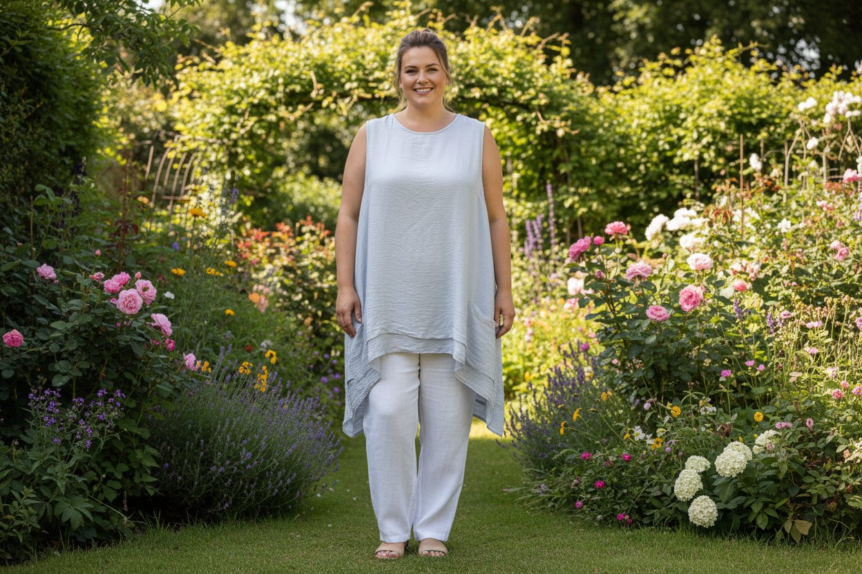 Plus Size Crinkle Sleeveless Tunic