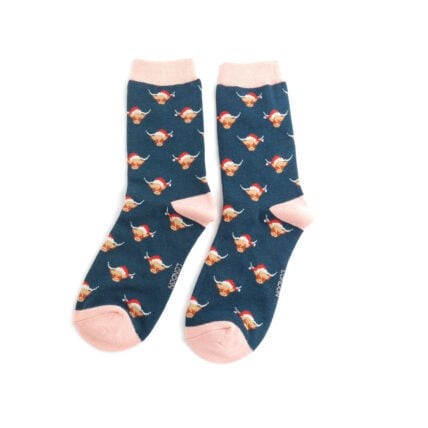 Christmas Bamboo Socks For Women - Christmas Highland Cows