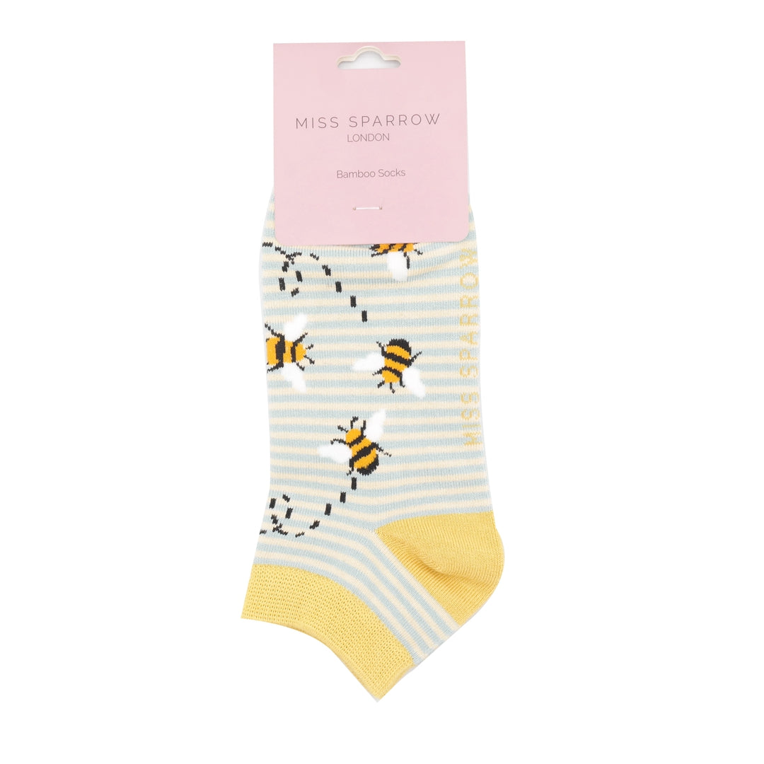 Bamboo Trainer Socks For Women - Bees Stripes