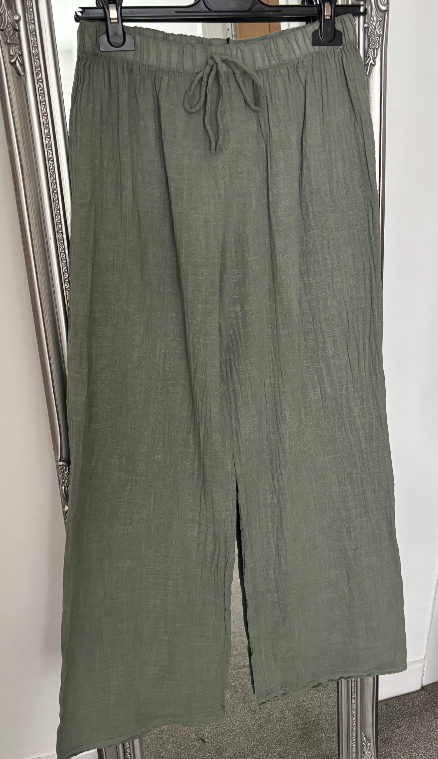 Plain Crinkle Cotton Trouser