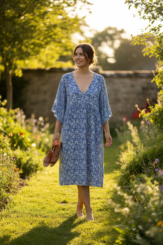 Ditsy Floral V Neck Dress