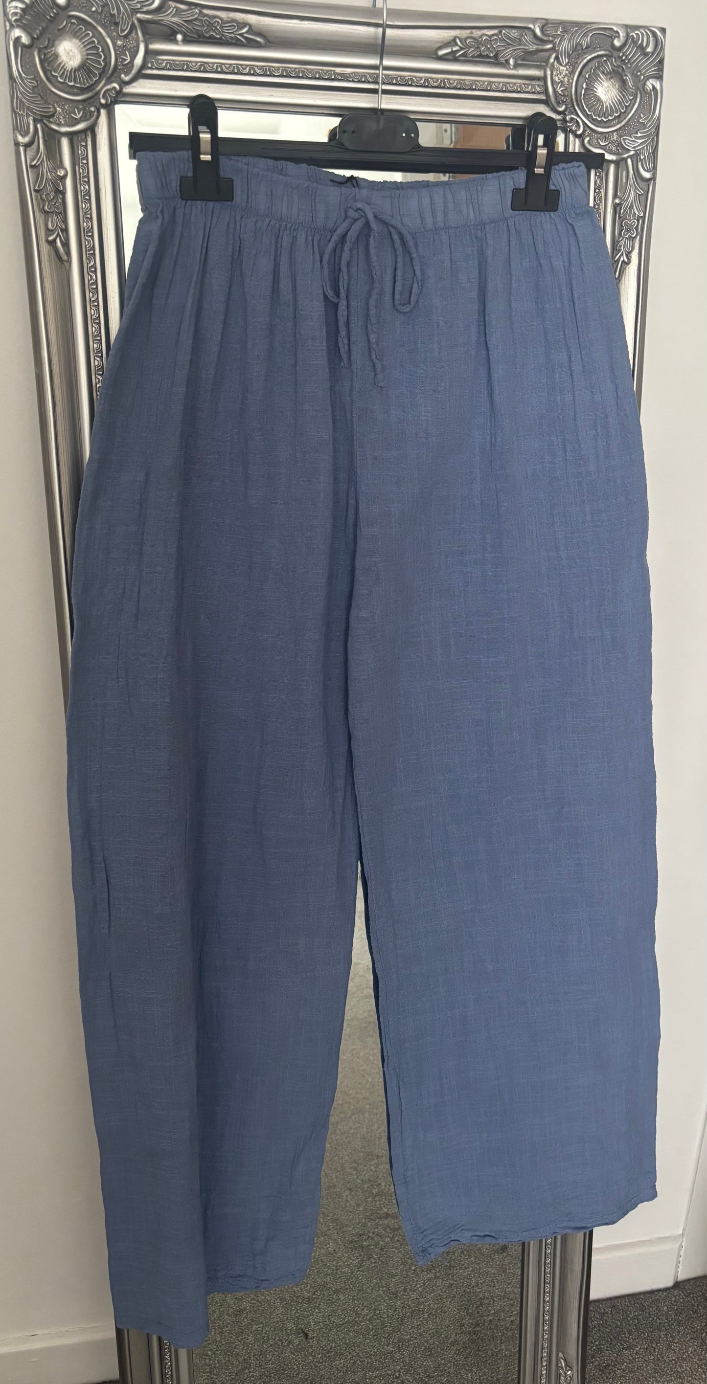Plain Crinkle Cotton Trouser