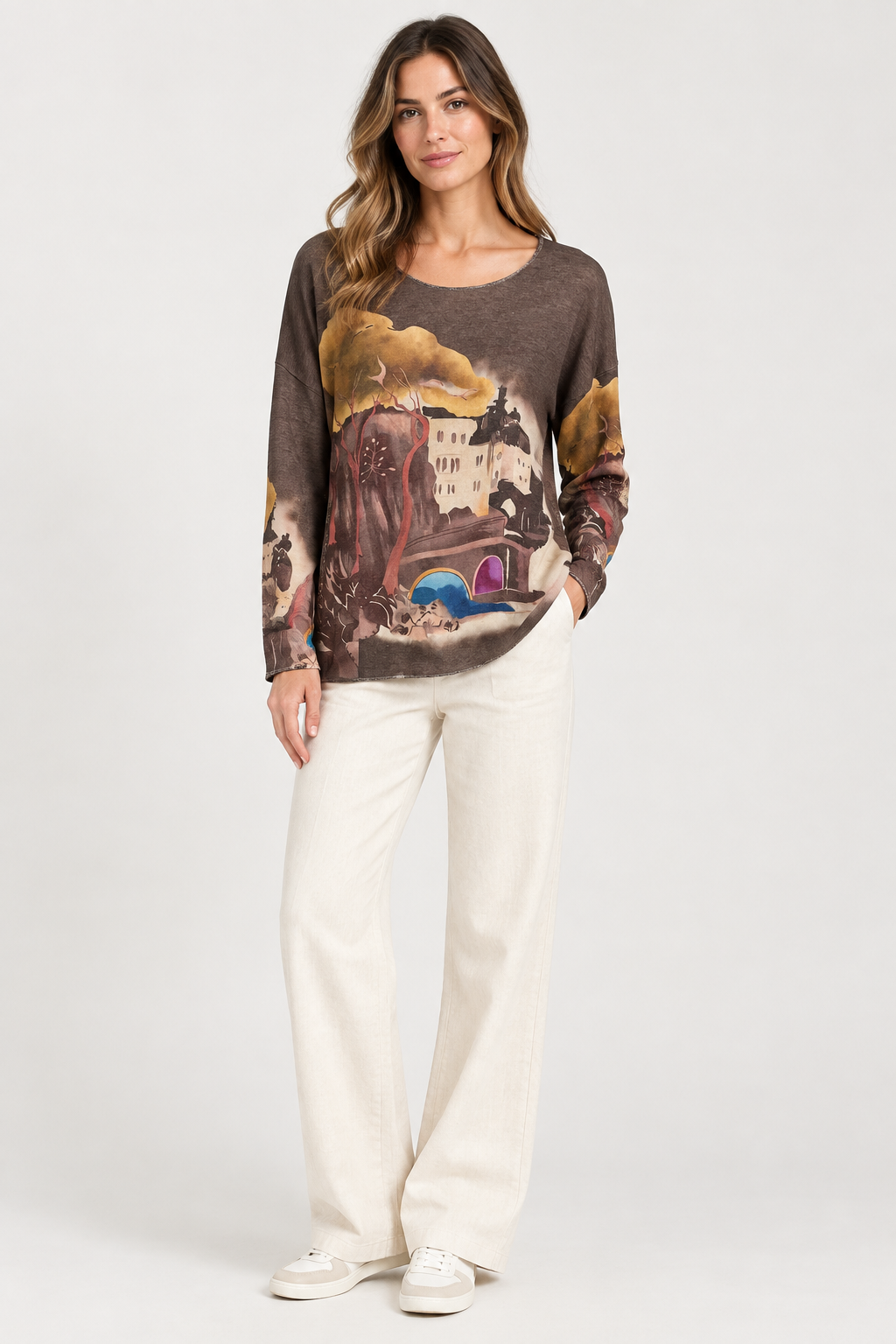 Fine Knit Amalfi Print Jumper