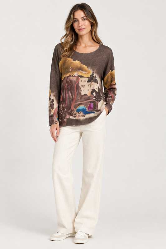 Fine Knit Amalfi Print Jumper