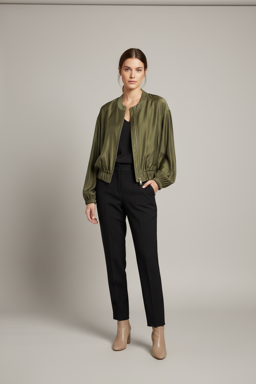 Plain Chiffon Zip Jacket