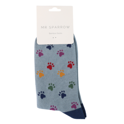 Bamboo Socks For Men - Multi Paw Prints