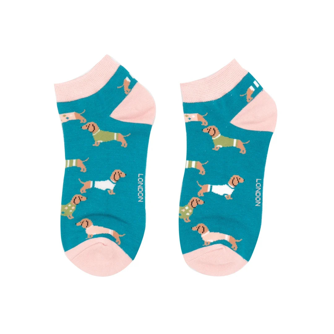 Bamboo Trainer Socks For Women - Dachsunds