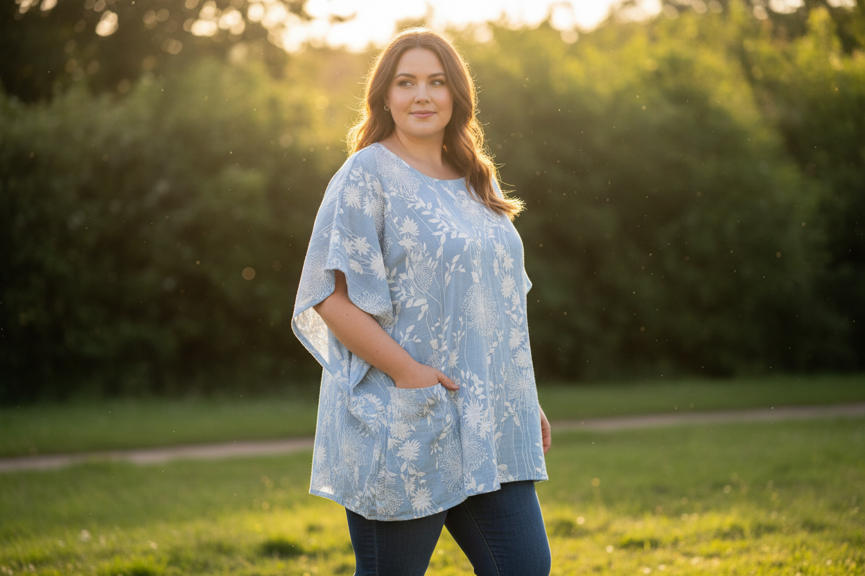 Cotton Plus Size Tunic With Pockets