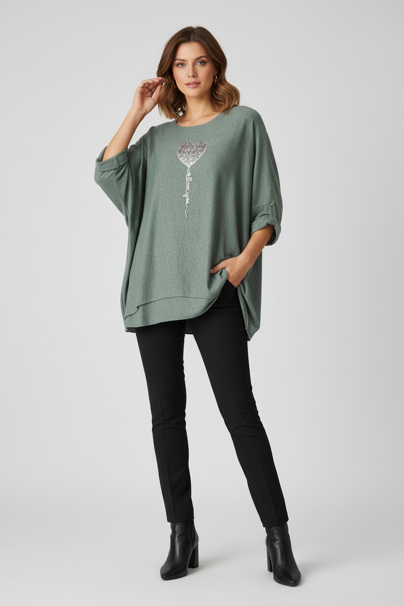 Sequin Heart Balloon Jumper