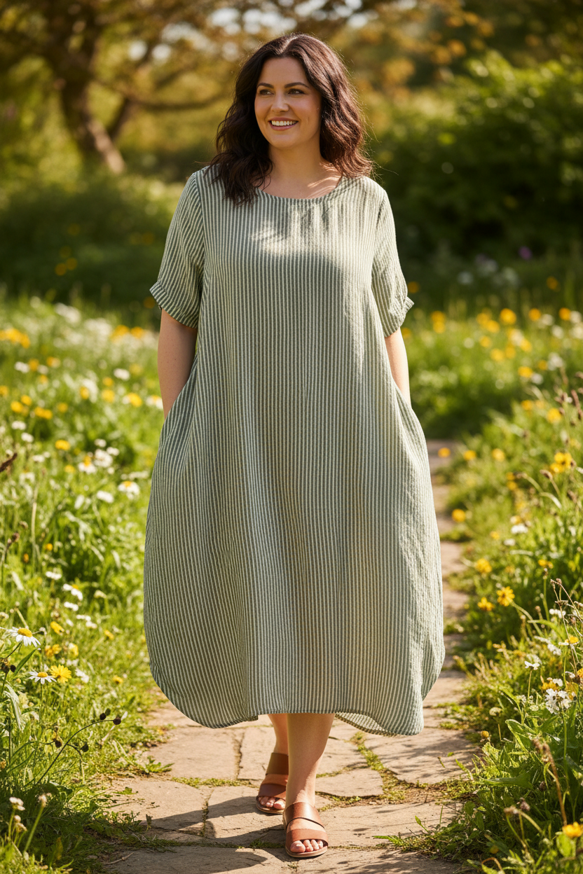 Plus Size Striped Cotton Dress