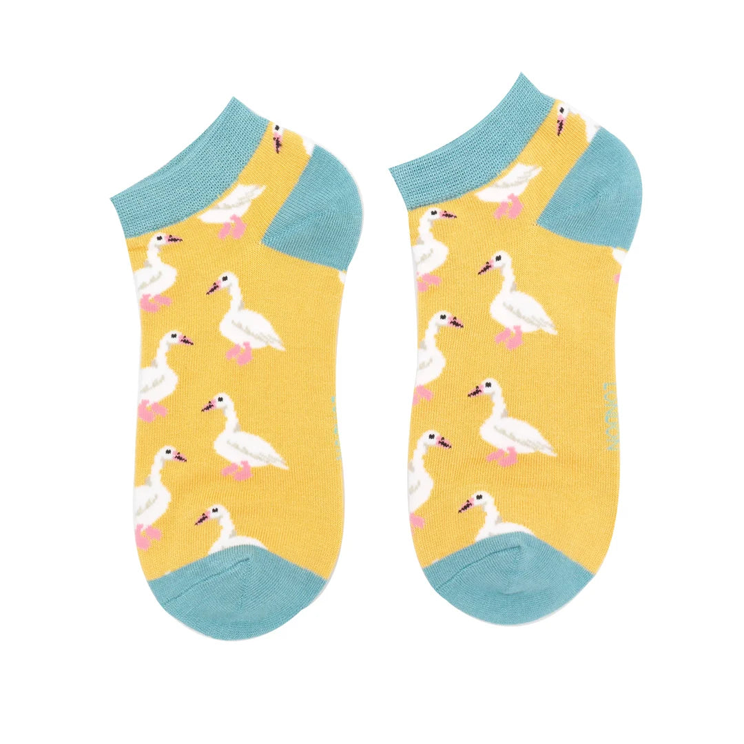 Bamboo Trainer Socks For Women - White Ducks