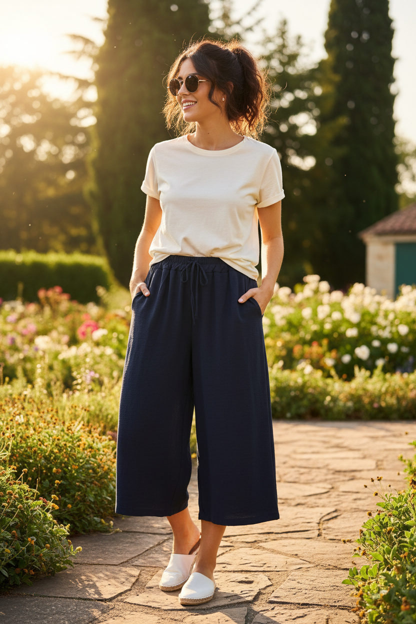 Plain Ankle Grazer Trousers