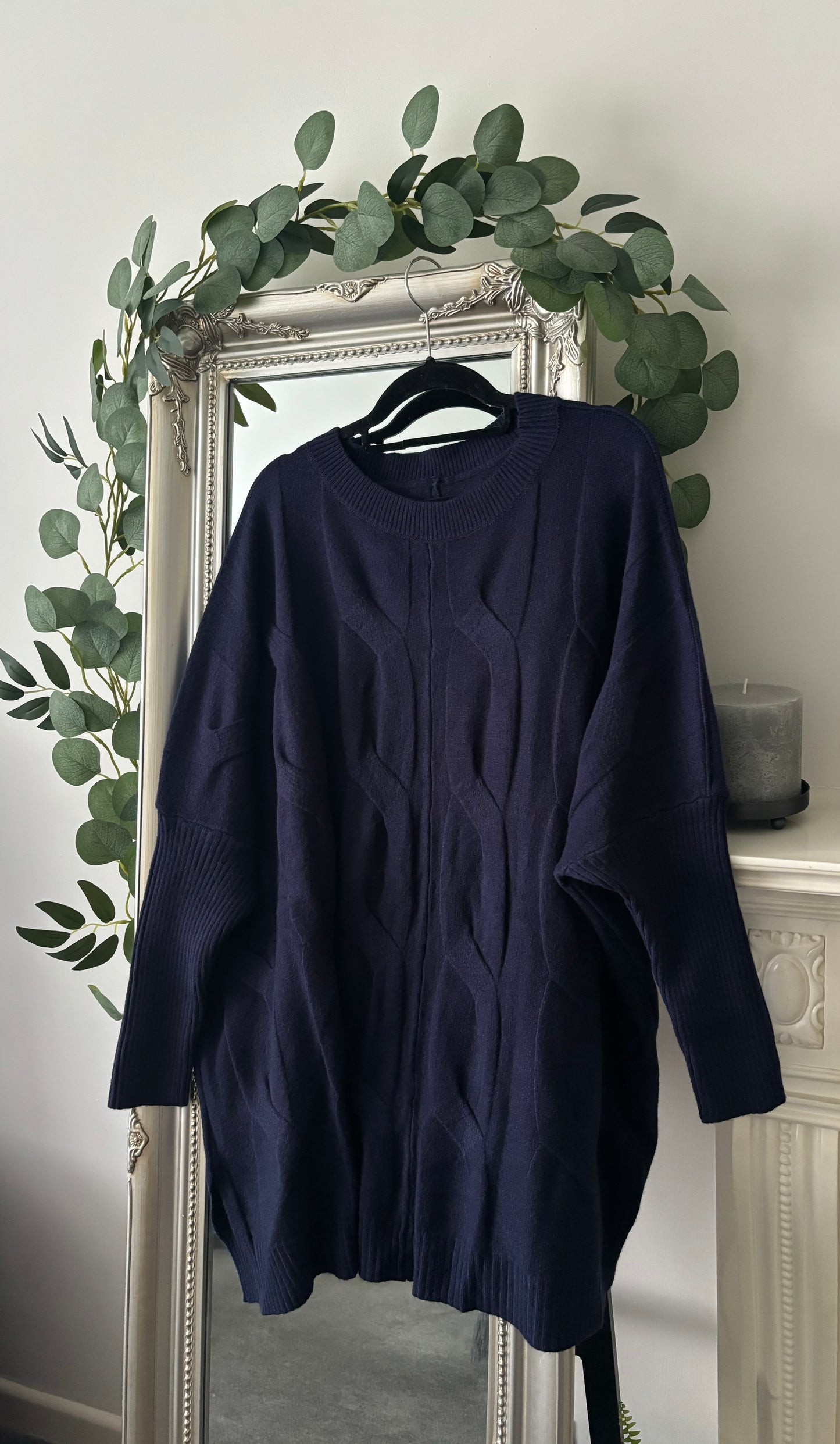 Plain Cable Front Plus Size Jumper Tunic