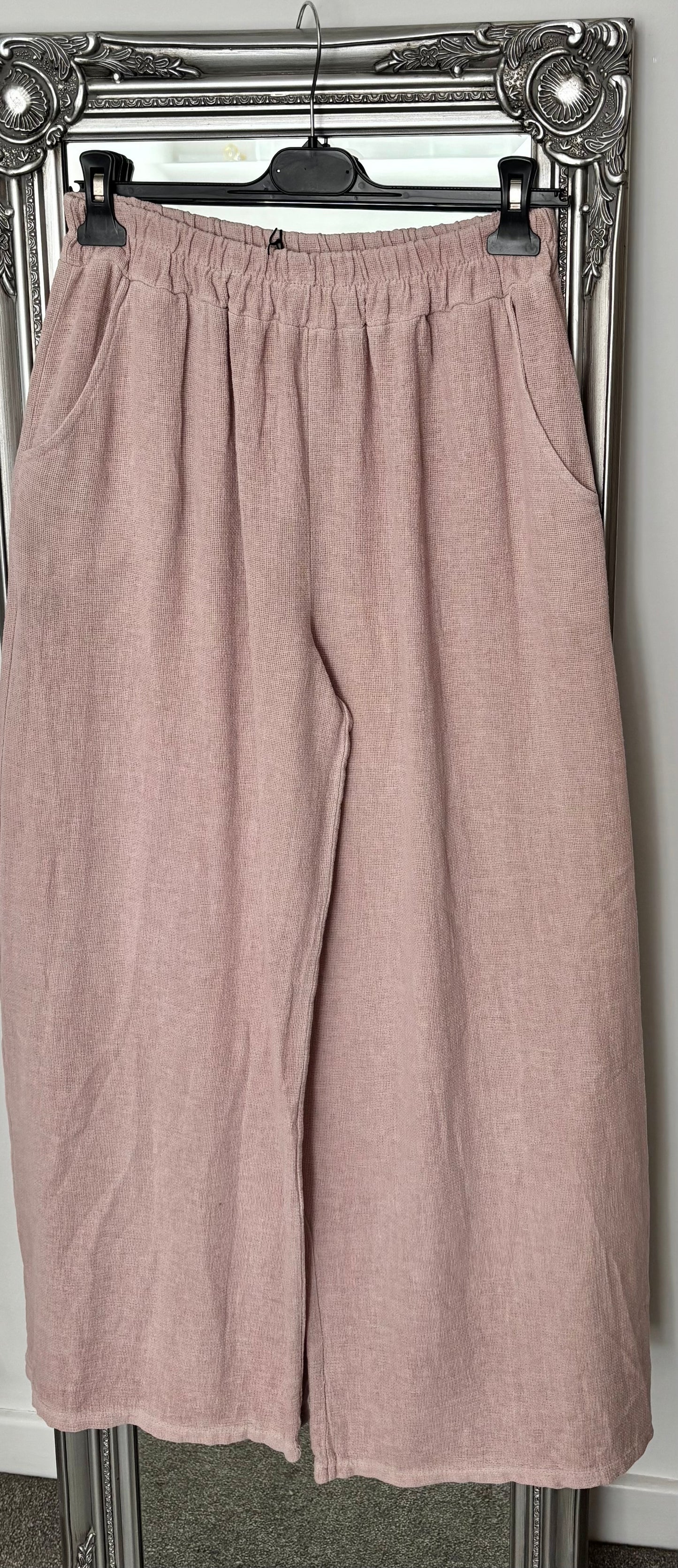 Cotton/Linen Palazzo Trousers