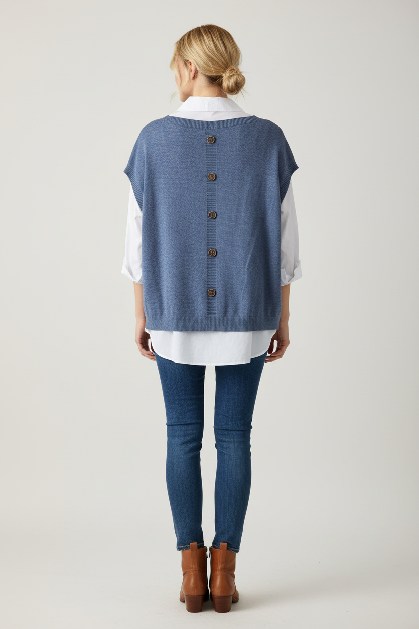 White Shirt and Knit Over Top 2 Piece