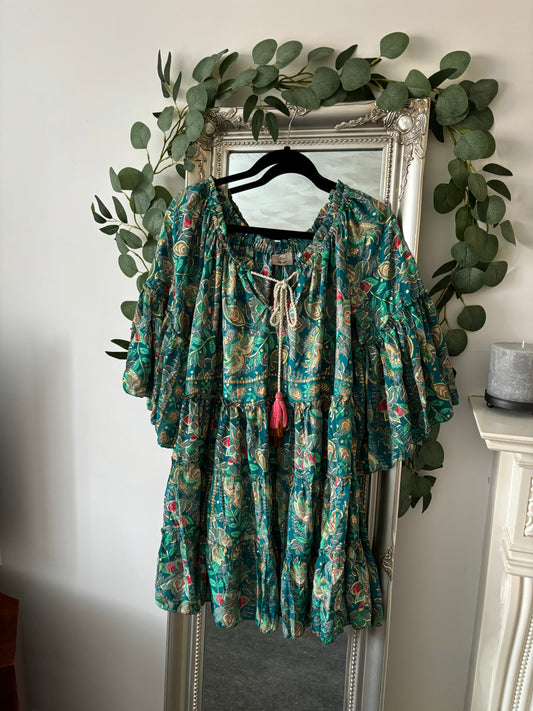 Printed Silky Tiered Tunic/Dress