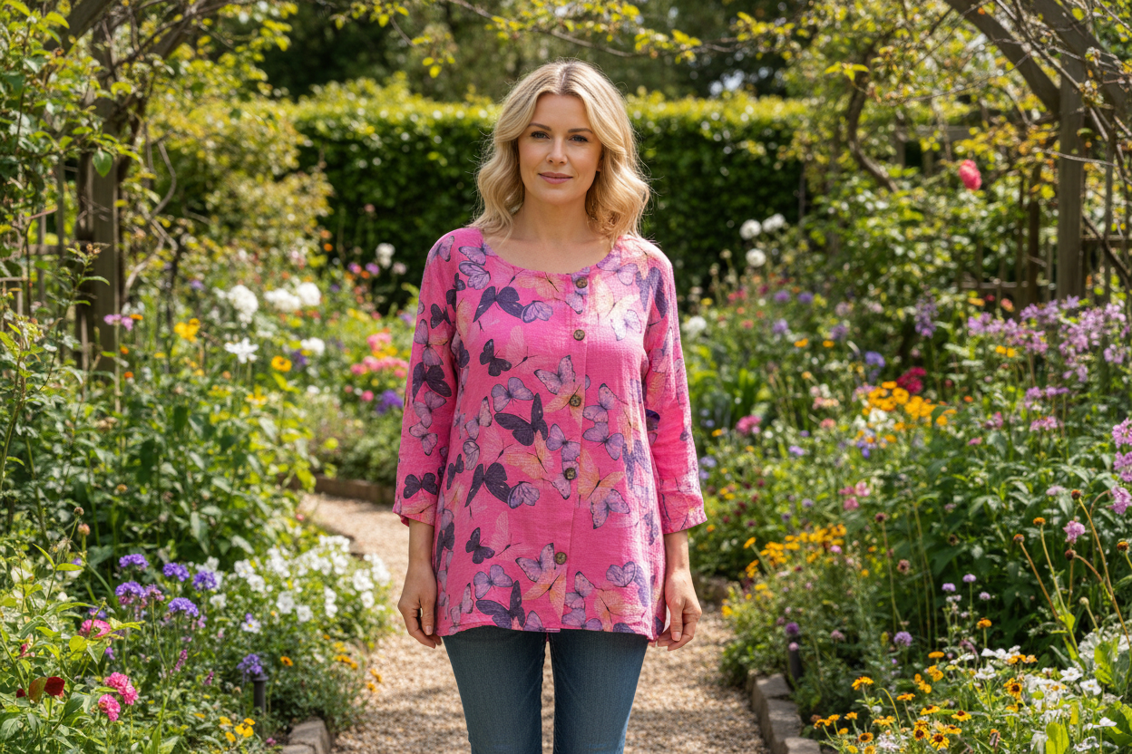 Butterfly Print Cotton Tunic