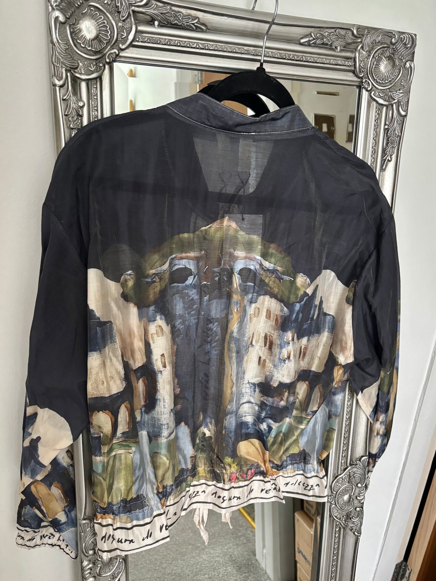 Chiffon Print Zip Jacket
