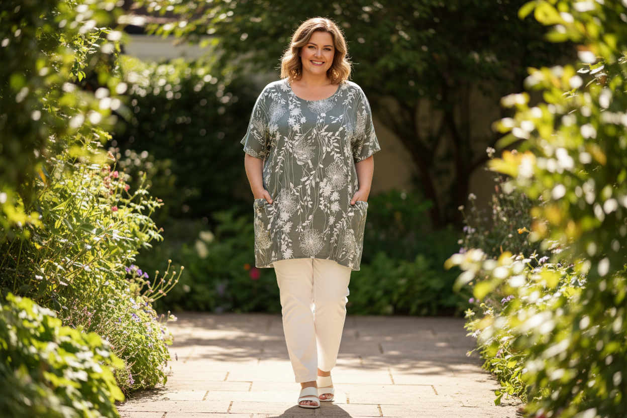 Cotton Plus Size Tunic With Pockets