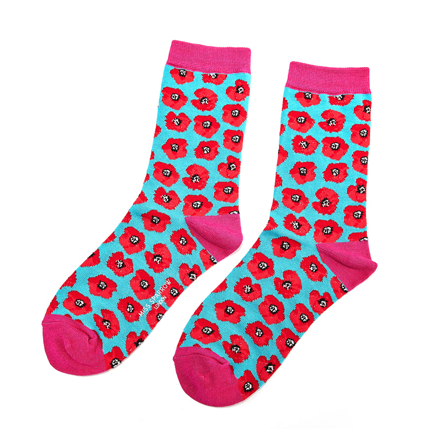 Bamboo Socks For Women - Poppies