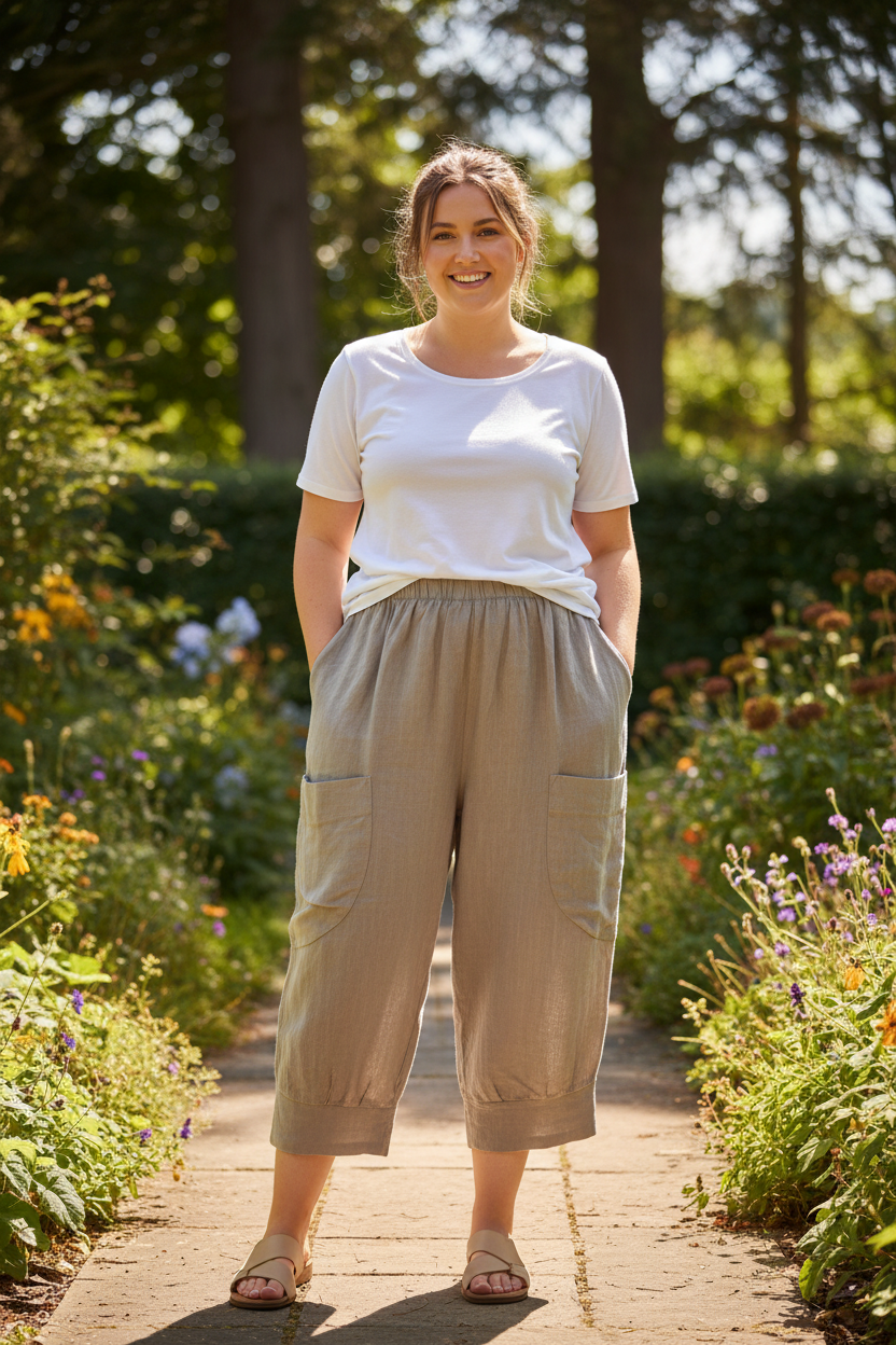 Plus Size Linen Trousers