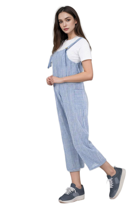Cotton Stripe Dungarees