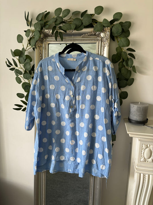Cotton Large Spot Shirt
