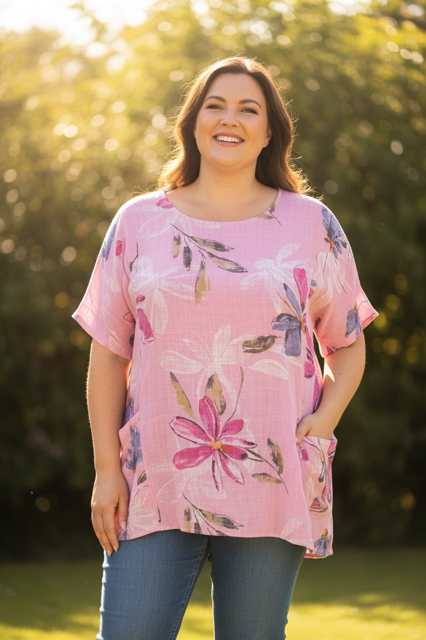Plus Size Cotton 2 Pocket Tunic
