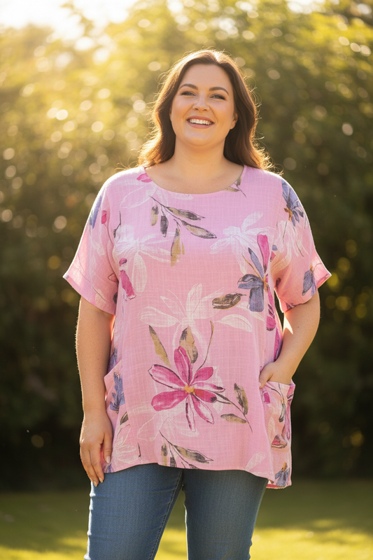 Plus Size Cotton 2 Pocket Tunic