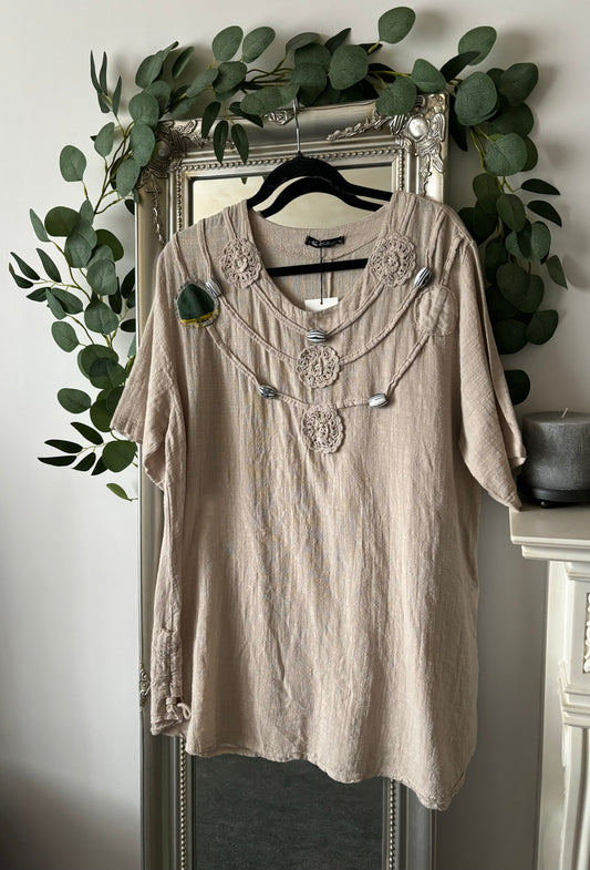 Cotton/Linen Applique Tunic