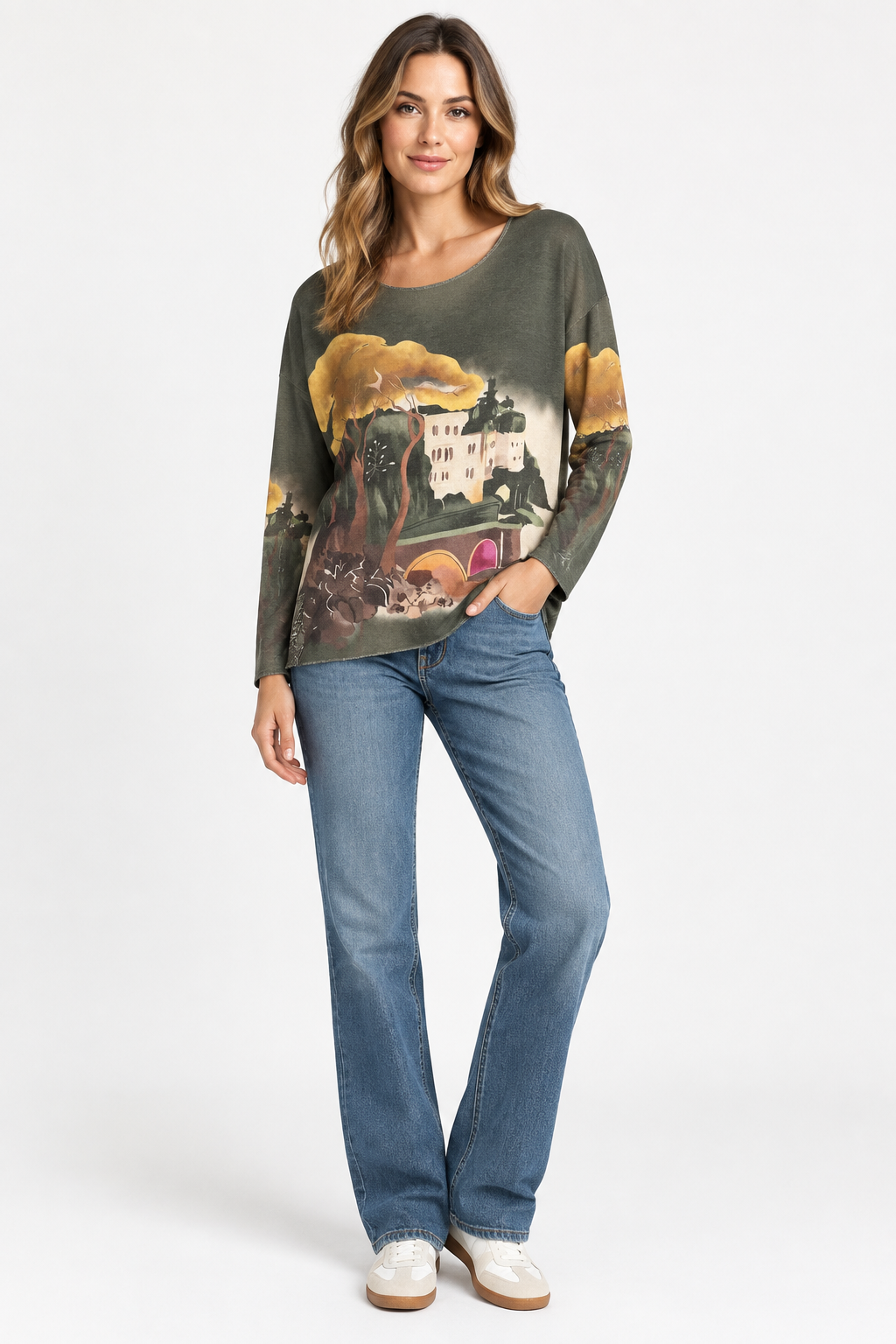 Fine Knit Amalfi Print Jumper