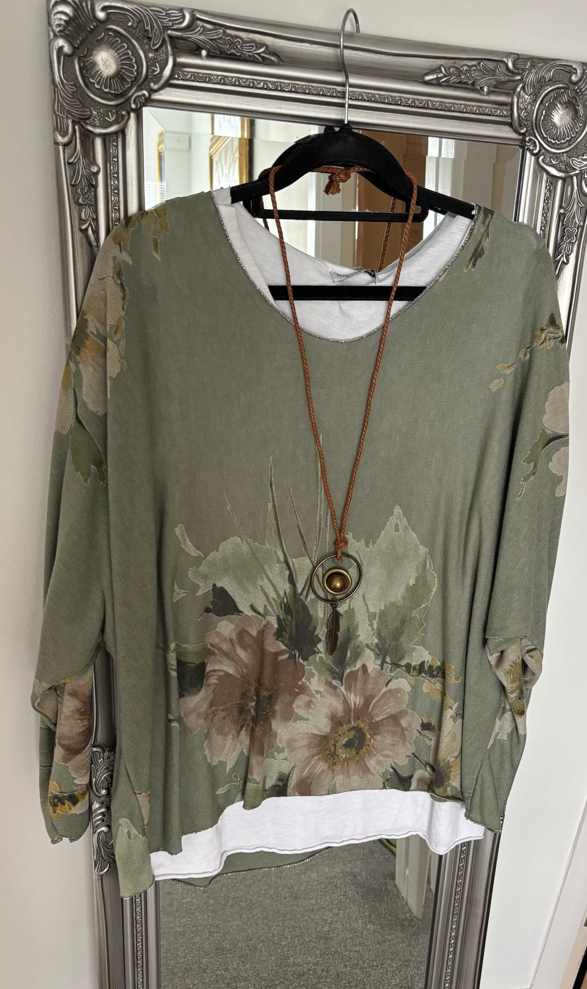 Floral Print Fine Jumper With Separate White Vest