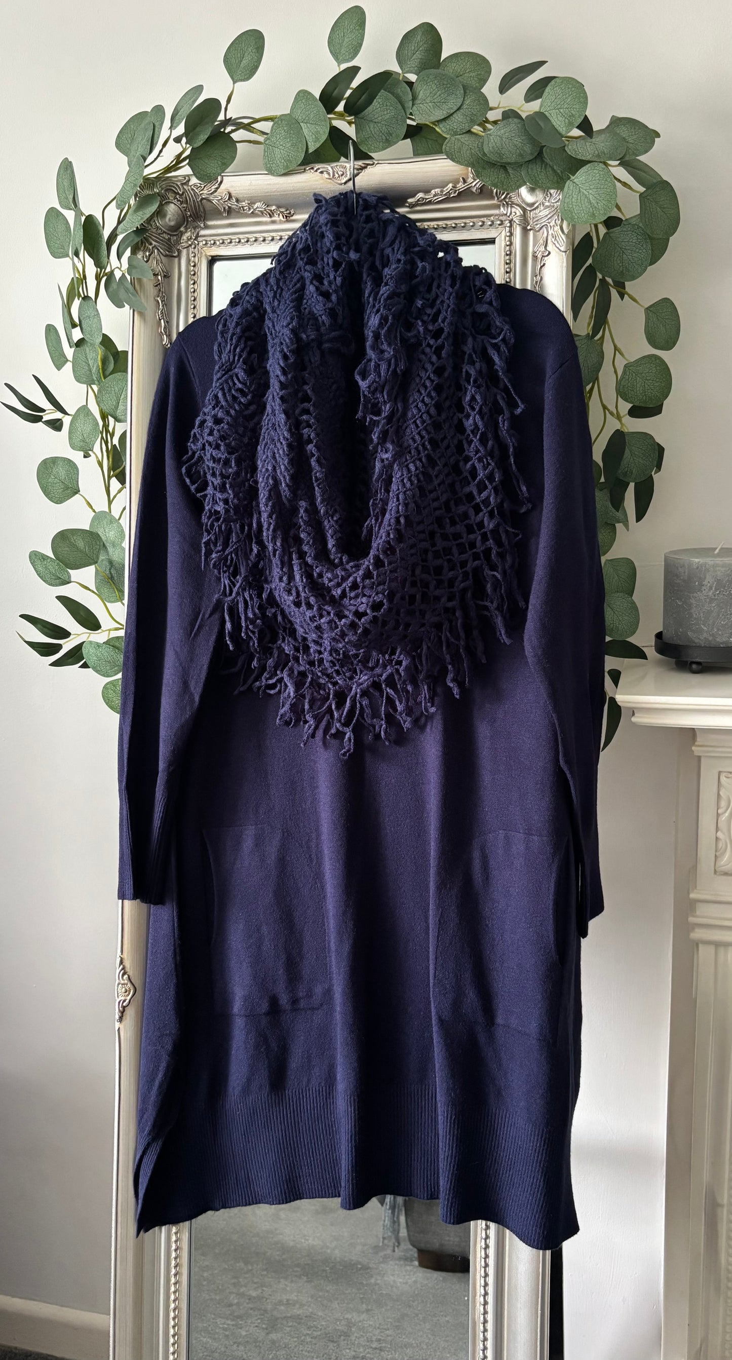 Knitted Dress With Knitted Lace Scarf
